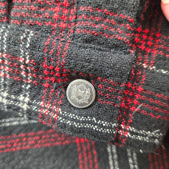 The Kooples Classic Red Plaid Long Sleeve Wool Blend Button Shacket size Small - Picture 13 of 15